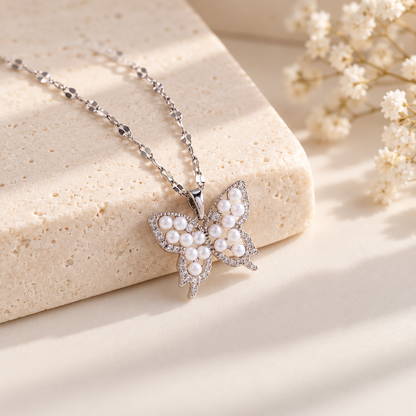 Pearl Butterfly Pendant Necklace