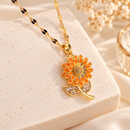 Sweet Sunflower Pendant Necklace
