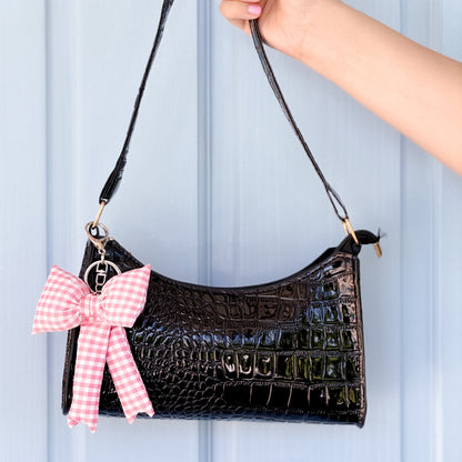 Gingham Bow Bag Charms ( Purse not included )