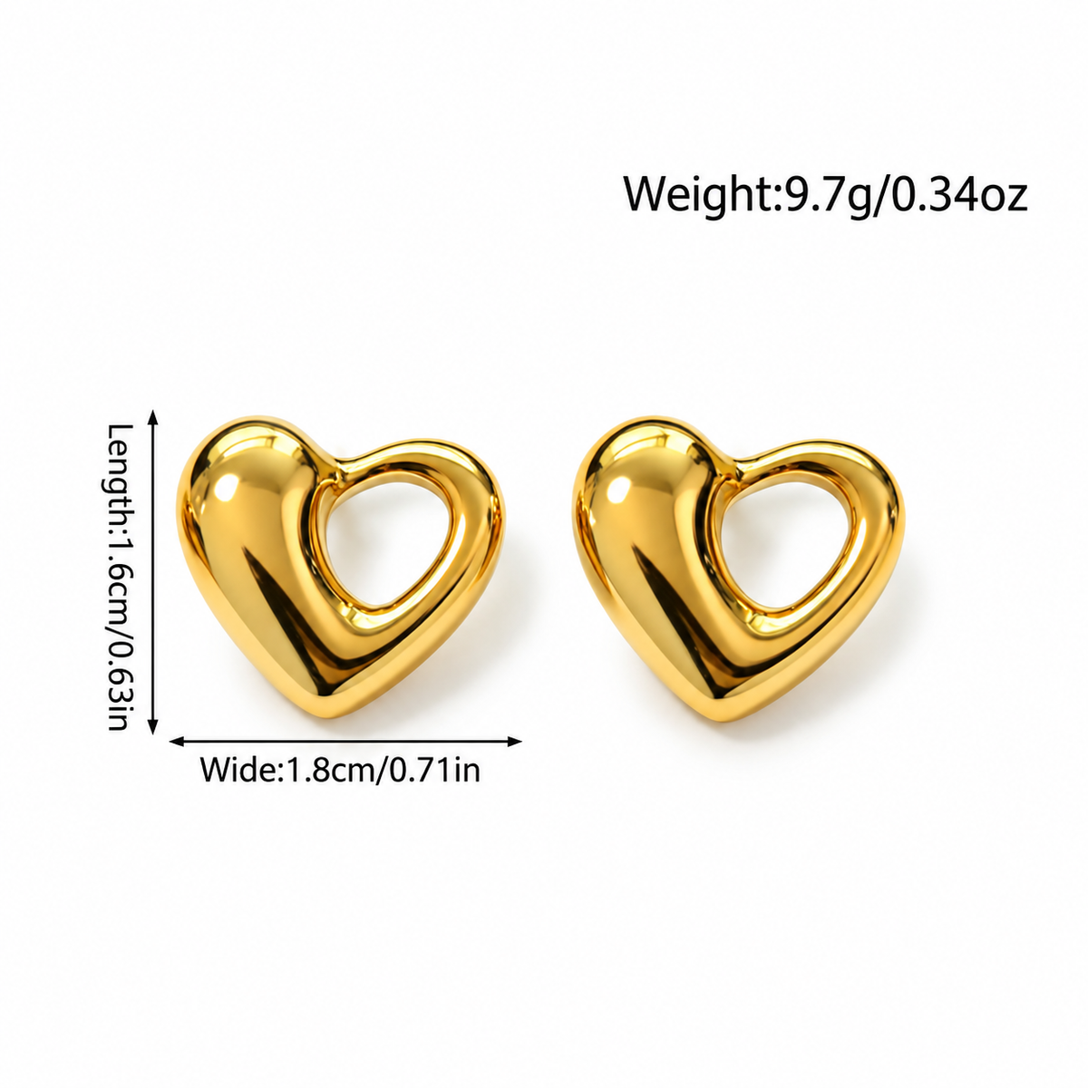 Puffy Heart Stud Earrings