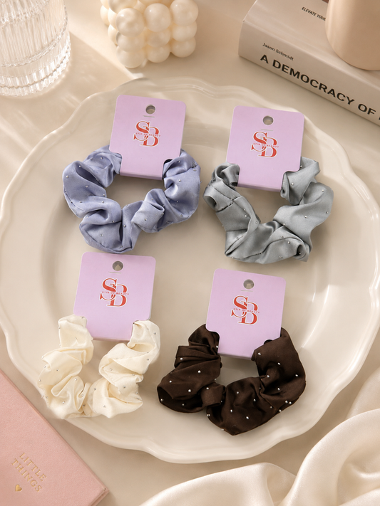 Rhinestone Satin Scrunchie