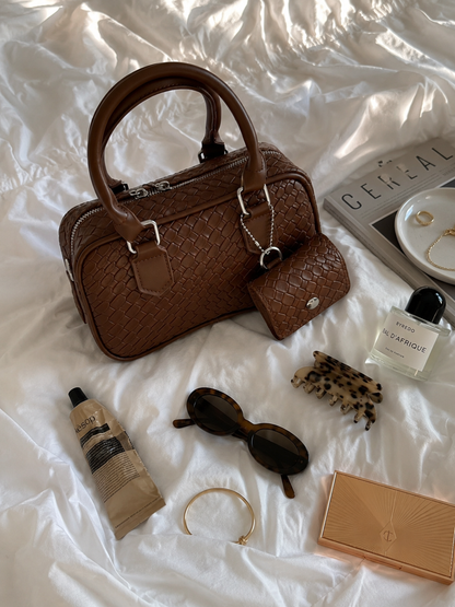 Croc Embossed Boston Satchel with Matching Coin Pouch ( Available in 3 colors )