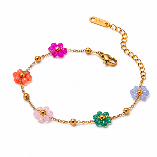 Multi-Color Beaded Daisy Bracelet