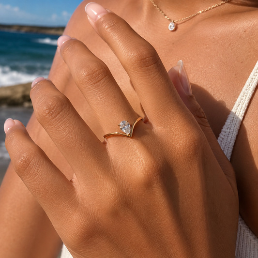Classic Pear Promise Ring | Tarnish Resistant -A302-303