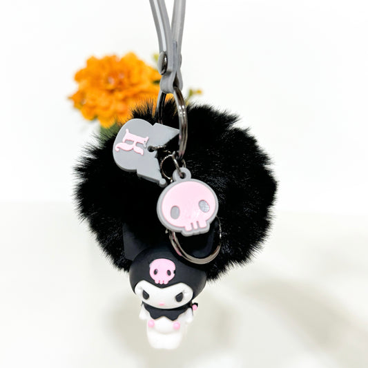 Kuromi PomPom Keychain ( Black )