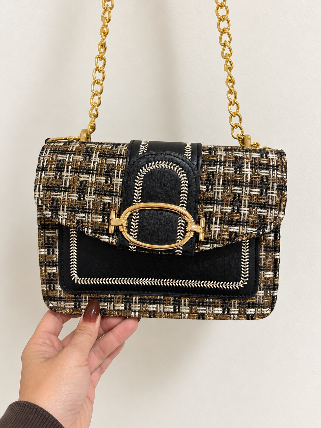 Black & Gold Tweed Crossbody Bag - Only 1 left! 🔥