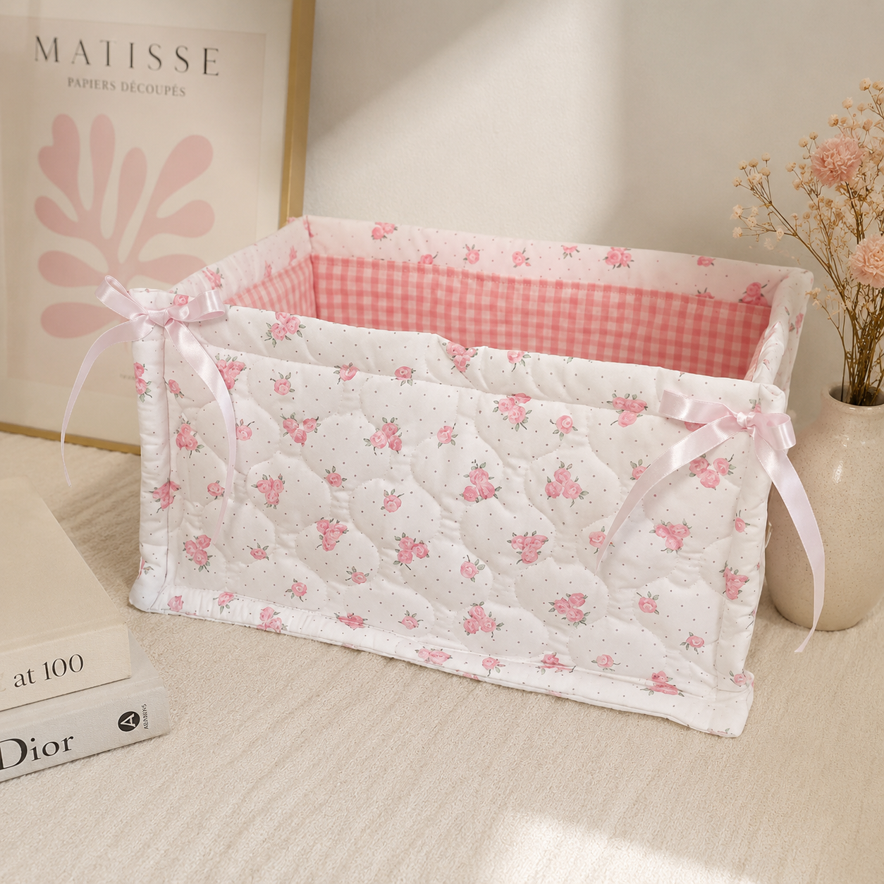 Floral Quilted  Storage Basket