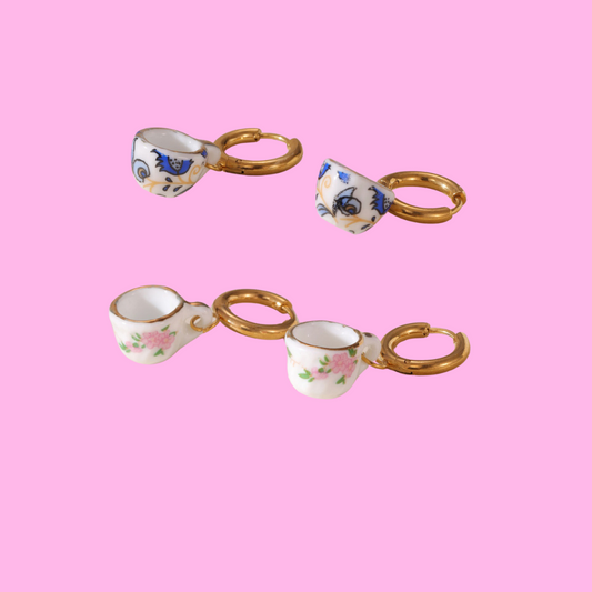 Porcelain Coffee Cup Earrings | B-152