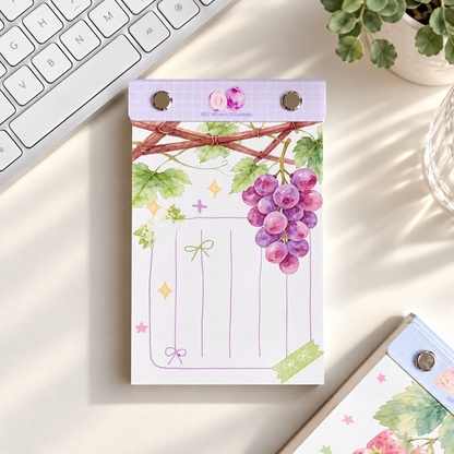 Kawaii Fruit Aesthetic Memo Notepad with Sturdy Hard Backing
