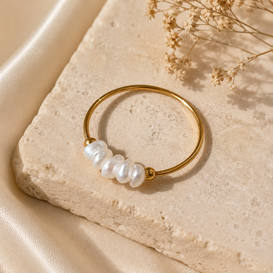 Dainty Pearl Beaded Ring | Tarnish Resistant-A364