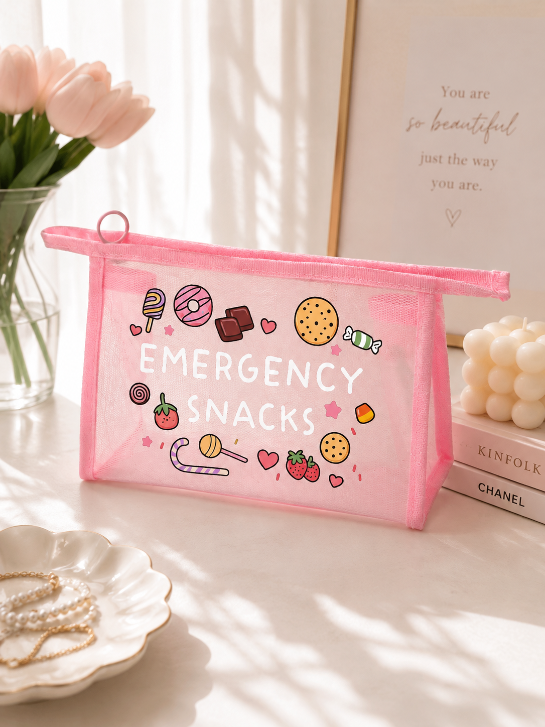 Emergency Snacks Mesh Zipper Pouch