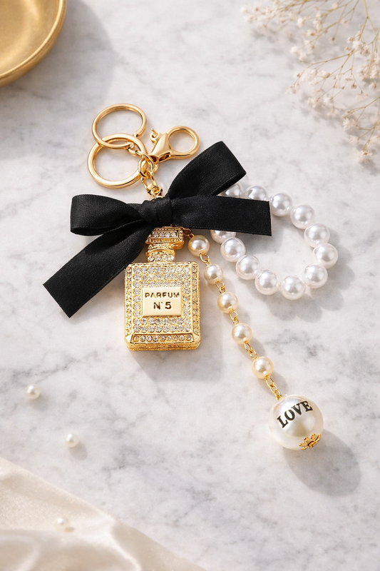 Newest Pearl Parfum Shape Crystal Bag Charms ( 2 colors )