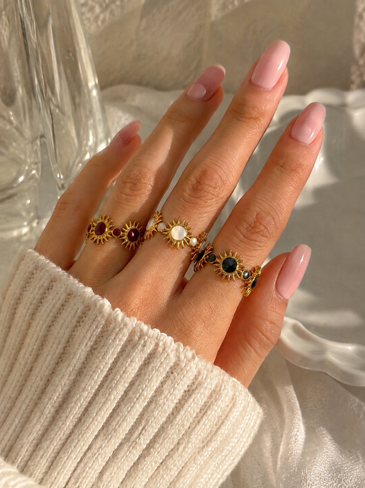 Golden Sunburst Ring | Tarnish Resistant B-44