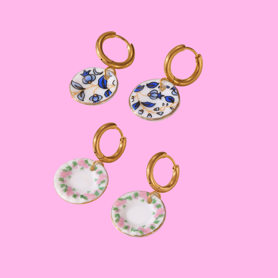 Porcelain Plate Earrings | B-167