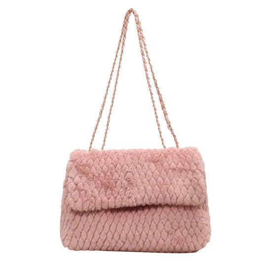 Cozy Plush Flap Shoulder Bag