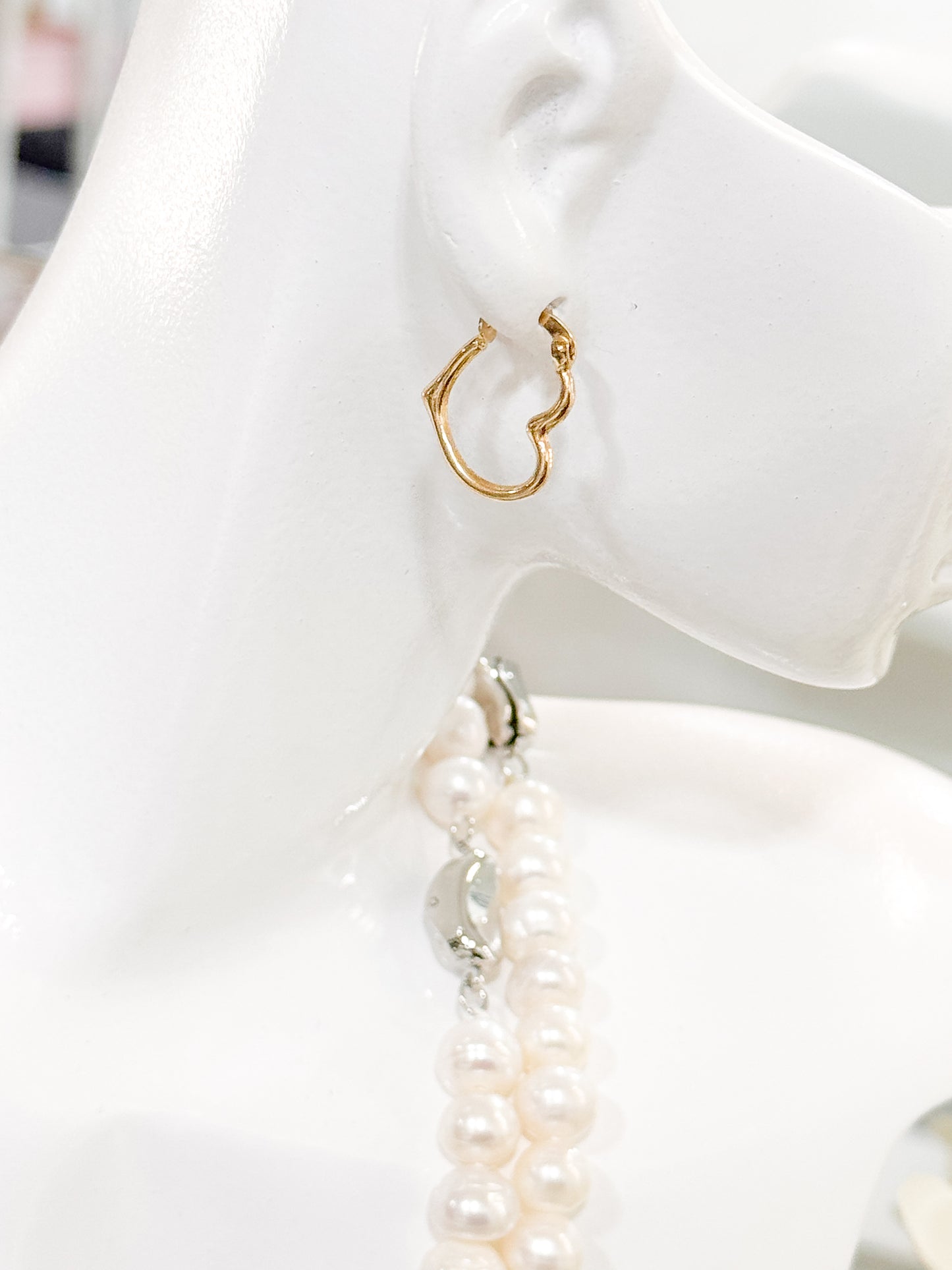 18K Genuine Gold Heart Hoop Earrings
