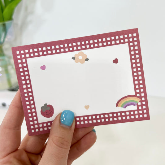 Red Strawberry & Rainbow  Memo Pad