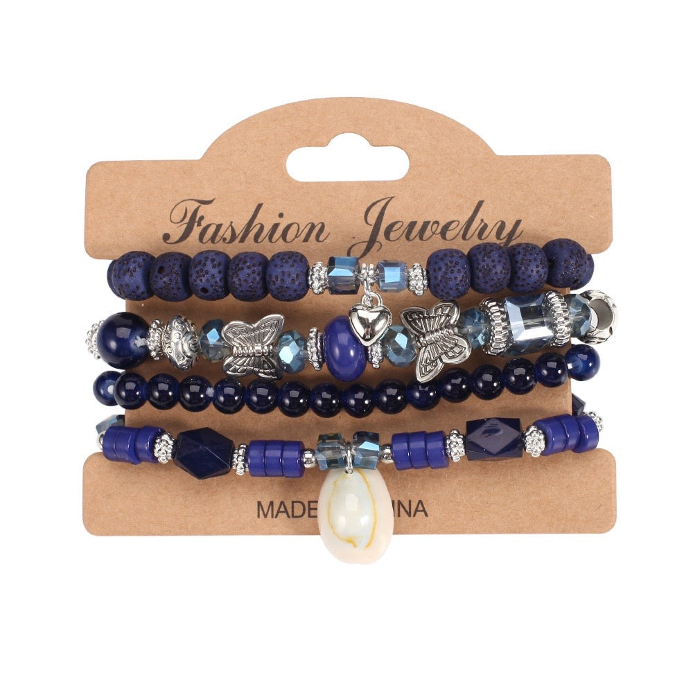 Navy Blue Boho Bracelet Stack