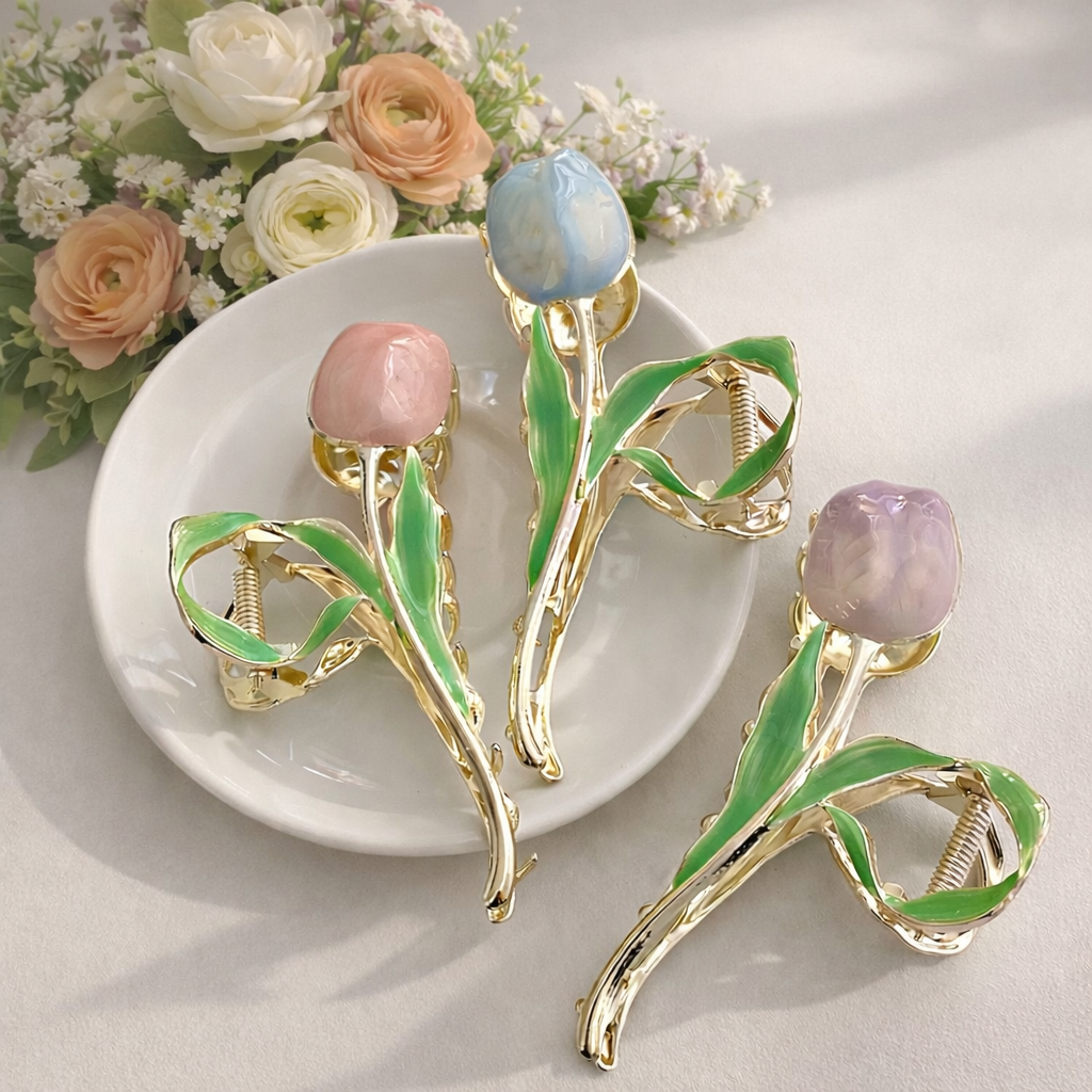 Tulip Flower Hair Clips
