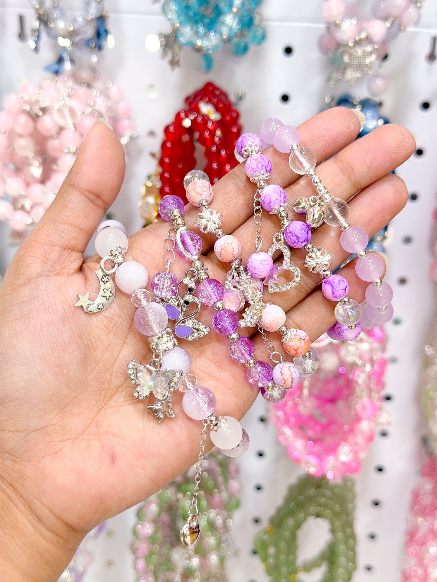 Dreamy Violet Lucky Charm Beaded Bracelet