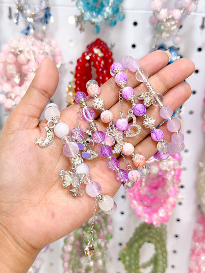 Dreamy Violet Lucky Charm Beaded Bracelet