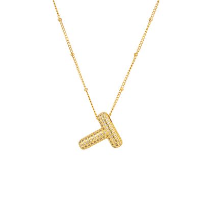 Paved Initial Necklace - Tarnished Resistant