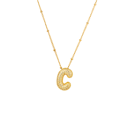 Paved Initial Necklace - Tarnished Resistant