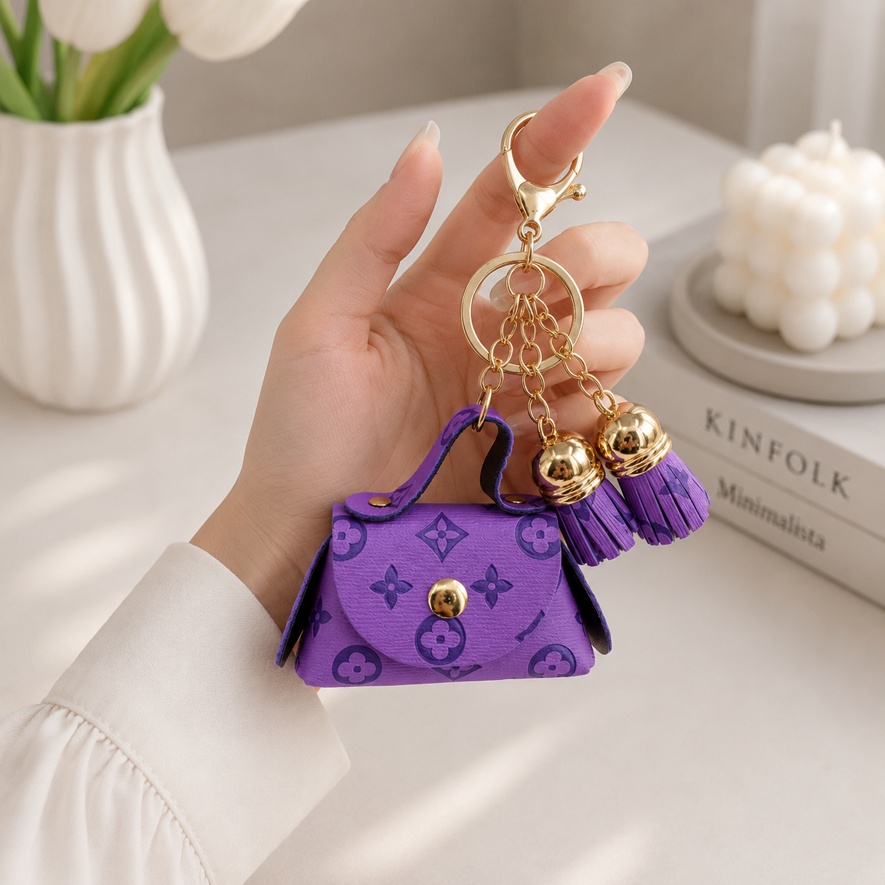 Mini Flower Bag Charm Keychain