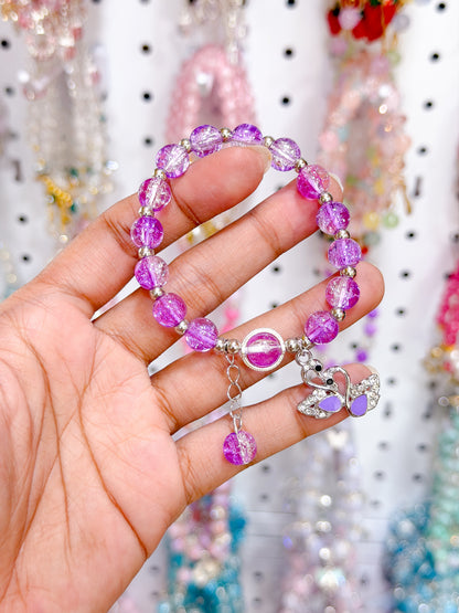 Dreamy Violet Lucky Charm Beaded Bracelet
