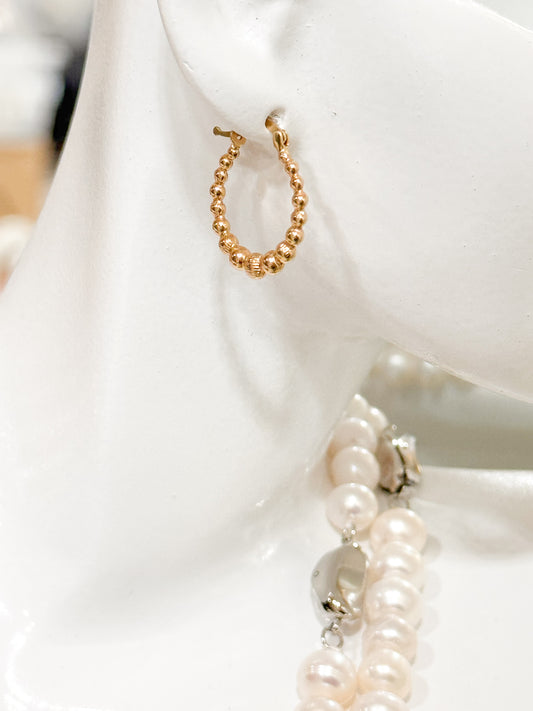 18K Gold Small Bubble Hoop Earrings