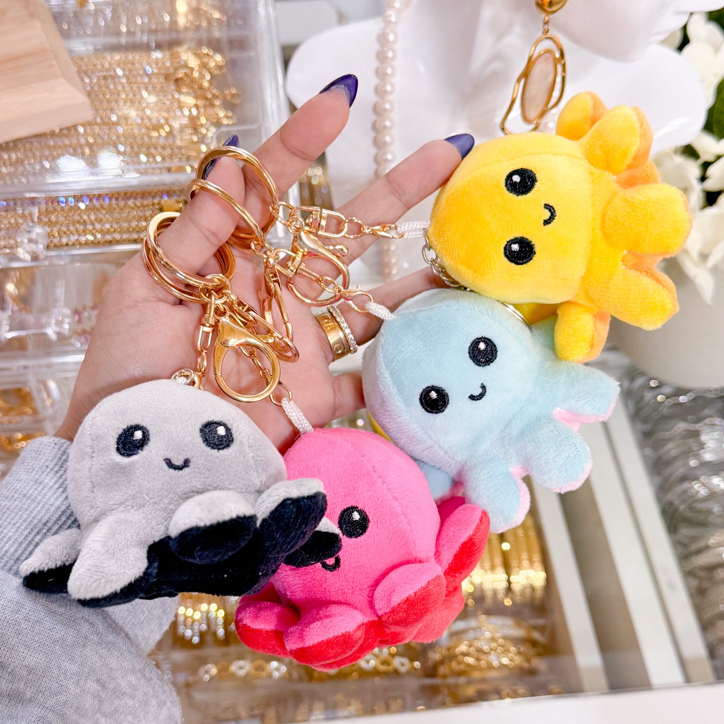 Reversible Octopus Bag Charm / Keychain