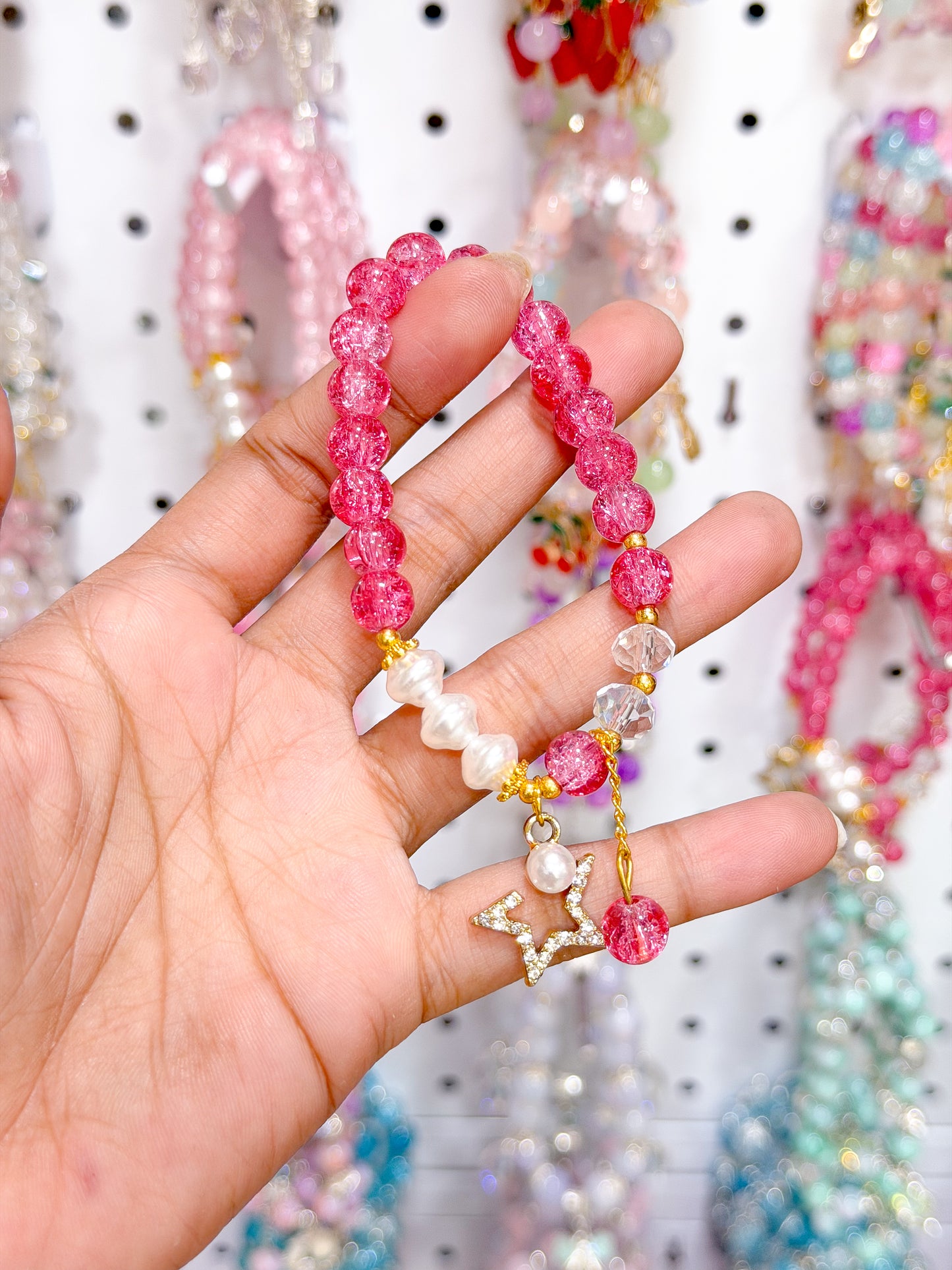Dreamy Pink Lucky Charm Beaded Bracelet