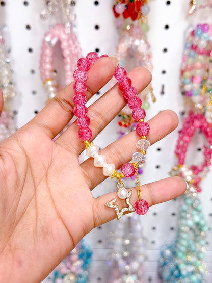 Dreamy Pink Lucky Charm Beaded Bracelet