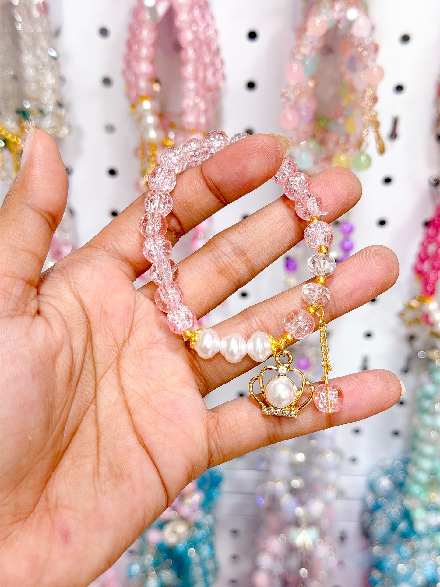 Dreamy Pink Lucky Charm Beaded Bracelet