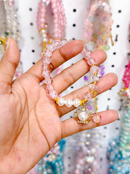 Dreamy Pink Lucky Charm Beaded Bracelet
