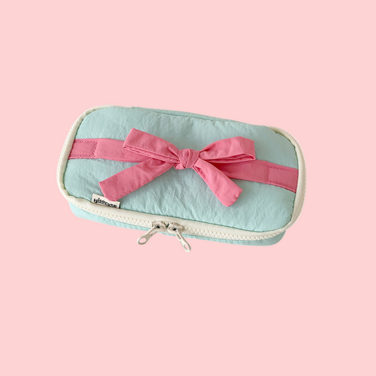 Blue Bow Zip Pouch