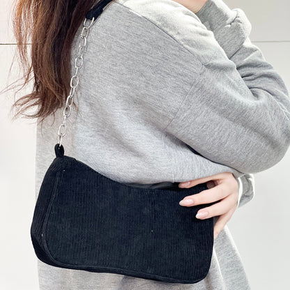 Corduroy Chain Strap Shoulder Bag ( 2 colors available)