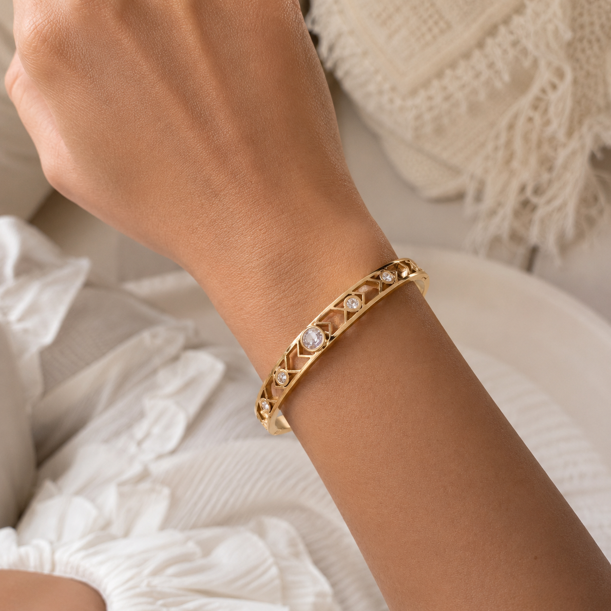 Crystal Lattice Bangle |Tarnish Resistant