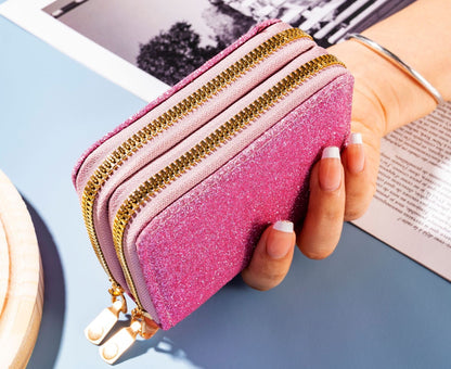 Double Zipper Compact Wallet