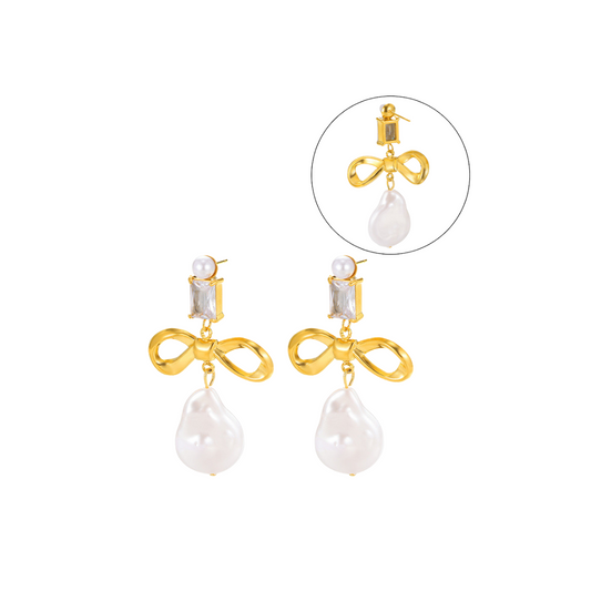Pearl Drop Stud Earrings