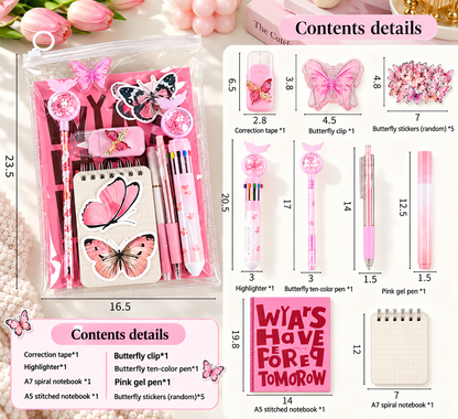 Butterfly Stationery Gift Set – Pens, Notebook & Accessories