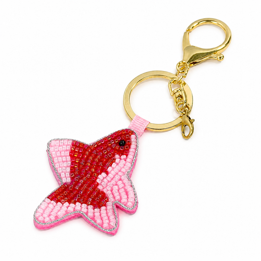 Pink Koi Beaded Bag Charm