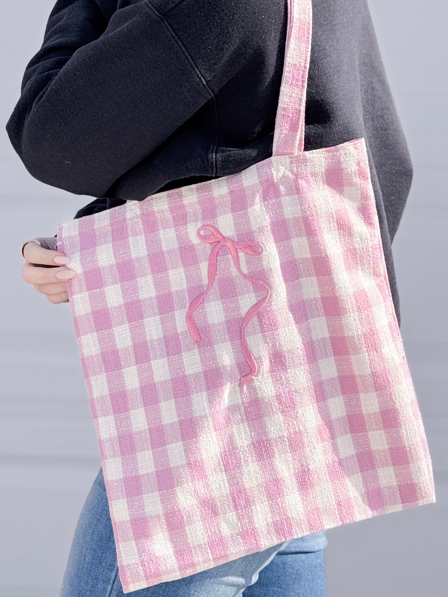 Gingham Bow Tote Bag