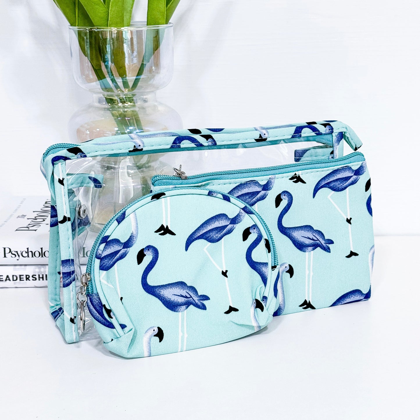 FLAMINGO MAKEUP BAGS SET ( 7 Color Available  )