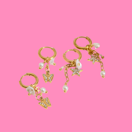 Moon Fairy Charm Huggie Hoops