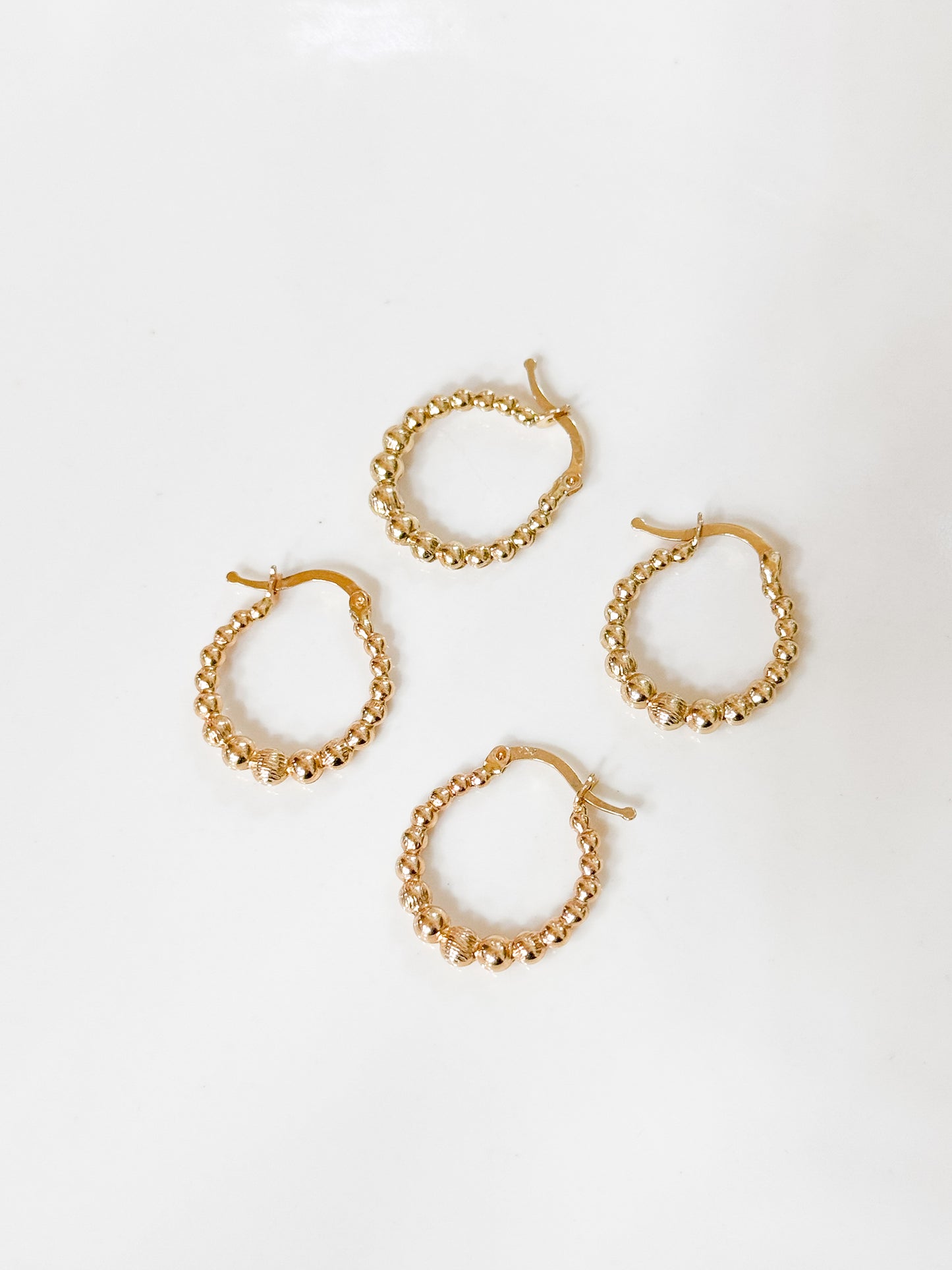 18K Gold Small Bubble Hoop Earrings