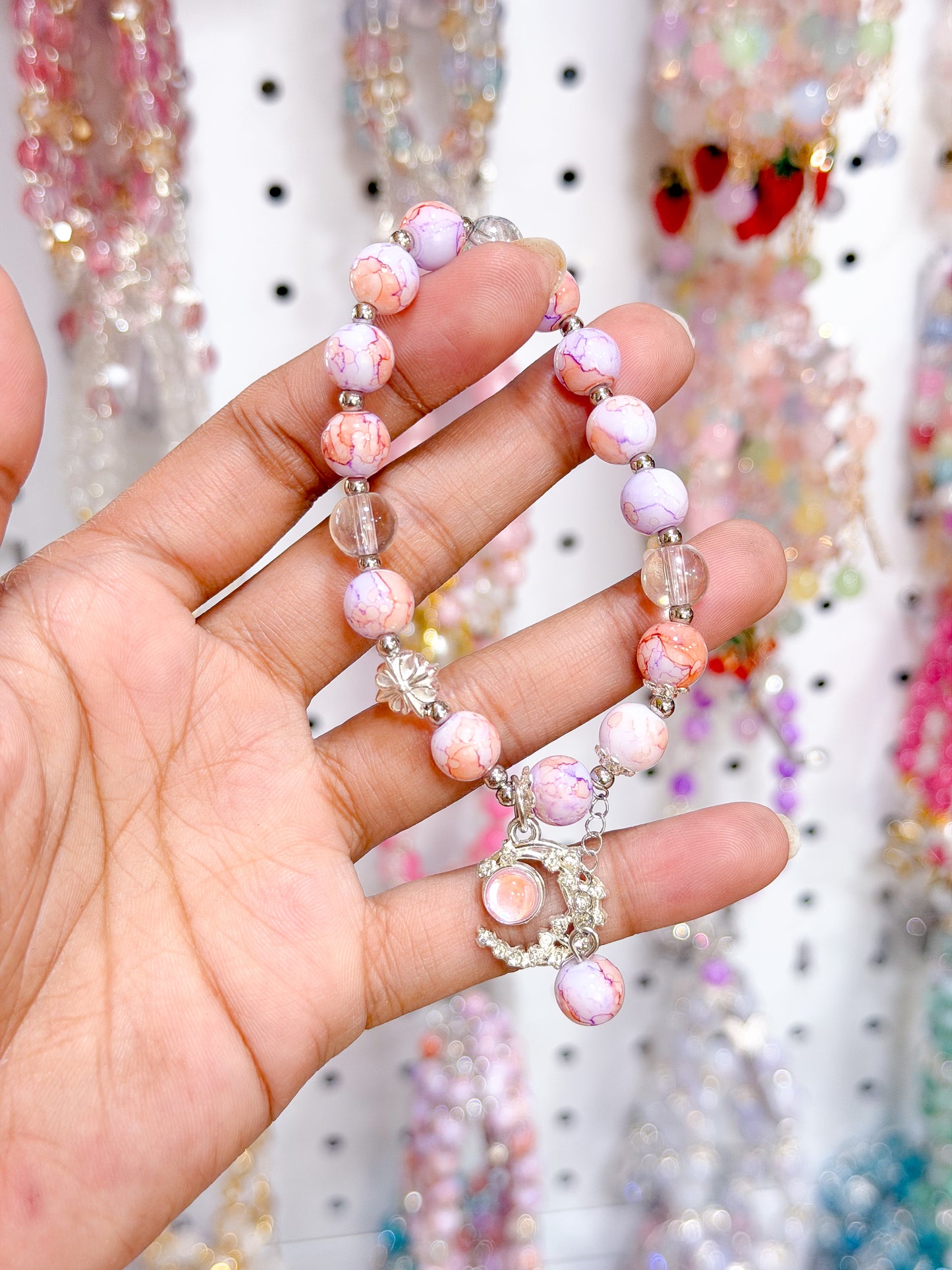 Dreamy Violet Lucky Charm Beaded Bracelet