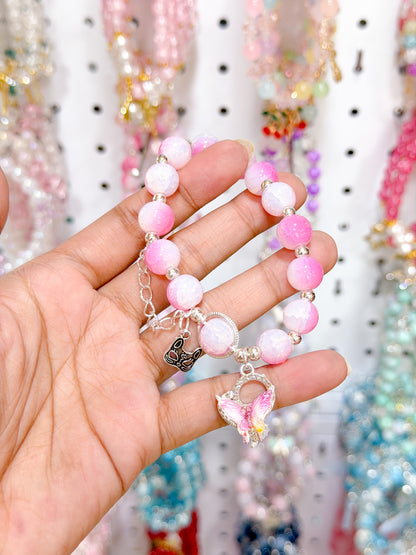 Dreamy Pink Lucky Charm Beaded Bracelet