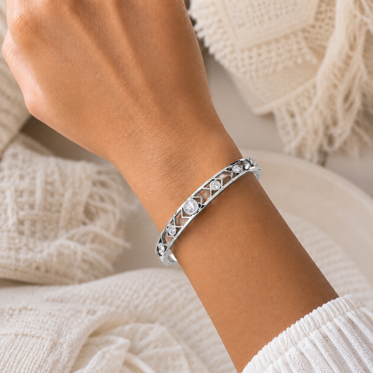 Crystal Lattice Bangle |Tarnish Resistant