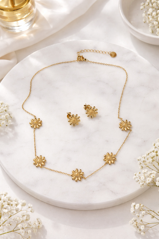 Sunflower Necklace & Earrings Set